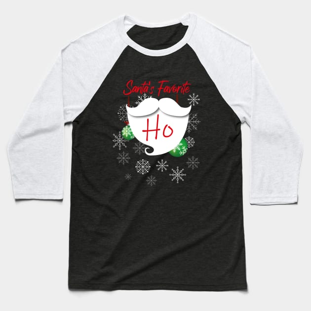 santas favorite ho with snowflakes Baseball T-Shirt by MerchSpot